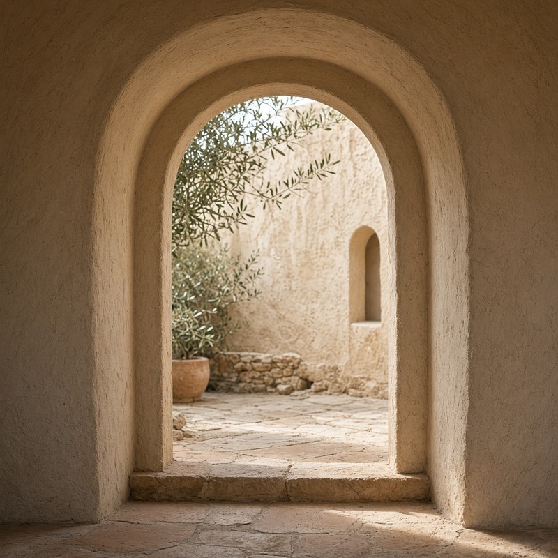 An open stone archway in soft daylight